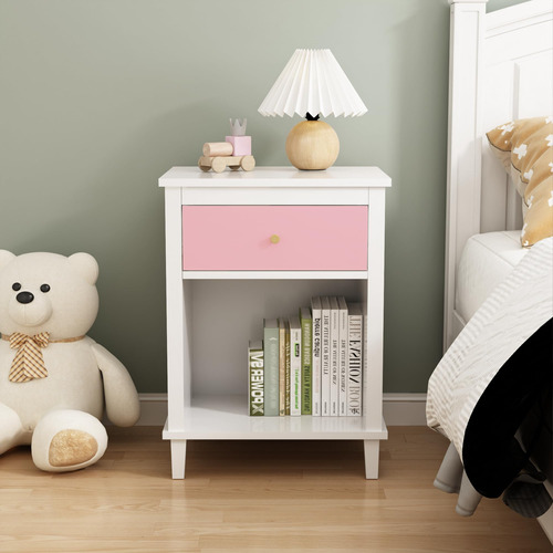 Nightstand With 1 Drawer And 1 Open Storage Shelf, 26.8 Inc.