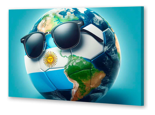 Cuadro Canvas Pelota Futbol Argentina Mundo Bandera M4
