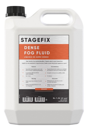 Liquido De Humo Alta Densidad - Bidon 5 Litros Stagefix