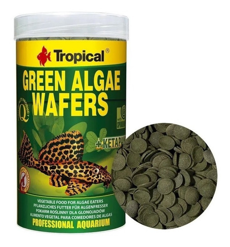 Ração Peixe Tropical Green Algae Wafers 113g Cascudos Fundo