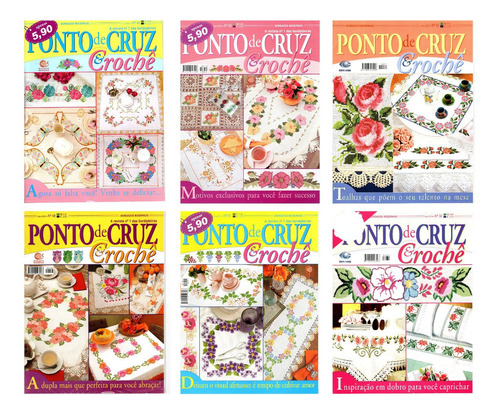 Kit 6 Revistas Ponto De Cruz & Crochê Ed. Central  Lote 3