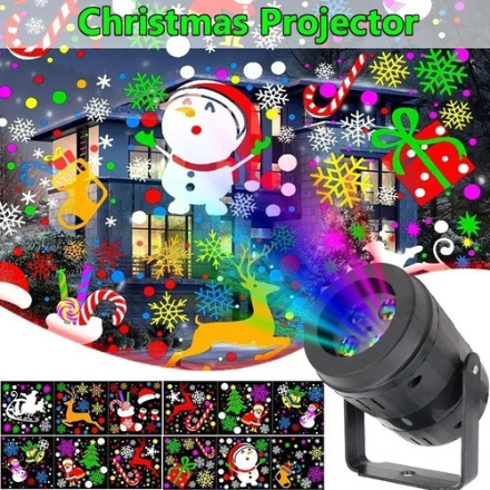 Lámpara De Navidad Led Proyector Láser Luz 16 Patrones