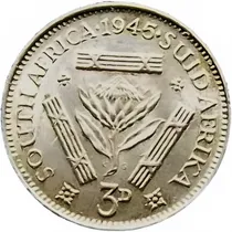 Comprar Sudáfrica 3 Pence 1945 Excelente Plata Km 26