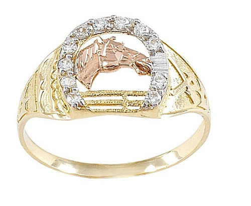 Imagen 1 de 2 de Anillo Caballo 3 Oros 10k - 952