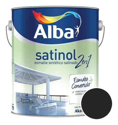 Alba Satinol 2 En 1 Esmalte + Convertidor Negro 1l Caporaso