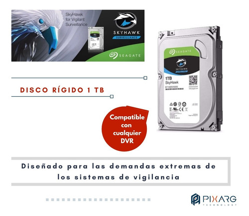 Imagen 2 de 8 de Disco Rigido Interno Seagate Skyhawk 1tb 1 Tera Wd Sata 3