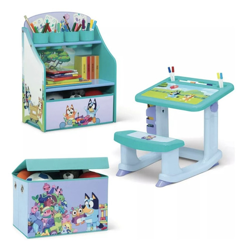 Bluey Set Infantil De Mesa Y Juguetero Agua