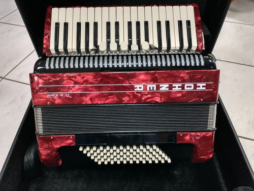 Acordeão Piano Hohner Amica Iii 72 - Vermelho Brilhante