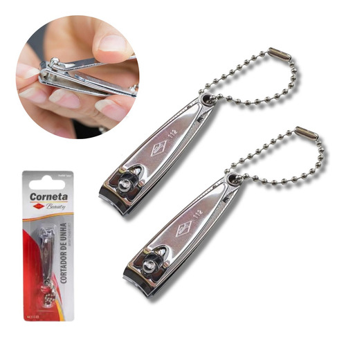 10x Cortador De Unha Pequeno 5cm Com Lixa E Corrente Corneta
