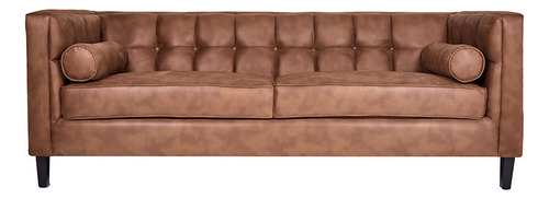 Sofá Salas Modernas Minimalistas Lounge Sillones Retro Color Marrón Diseño De La Tela Piel Sintética