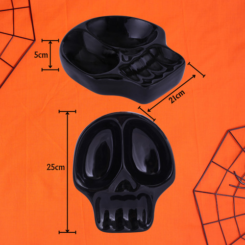Plato Botanero Halloween Calavera Decoracion Dia Muertos Color Negro