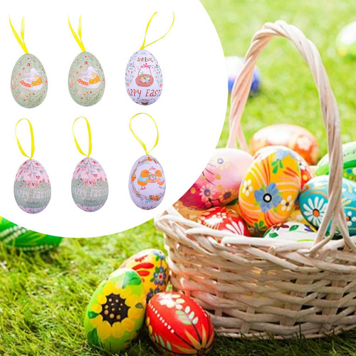 6x Adornos De Huevos De Pascua Colgantes Huevos De Estilo B