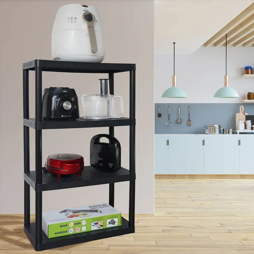 Super Estante Modular Plástico Casa 97cm Desmontável Antares Cor Preto