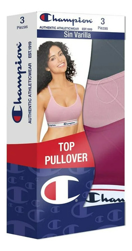 Top Deportivo Champion Sin Varilla 3 Piezas De Algodón Multicolor Lisa G