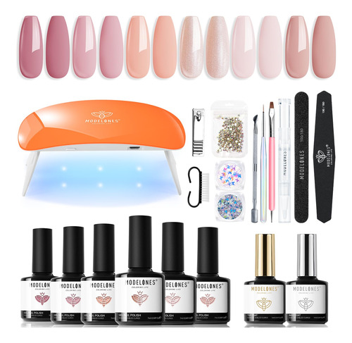 Modelones Kit De 20 Esmaltes De Unas De Gel Con Lampara De S