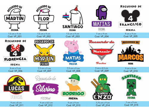 Vinilos Para Vasos, Frascos ( Souvenirs Infantiles) X 50