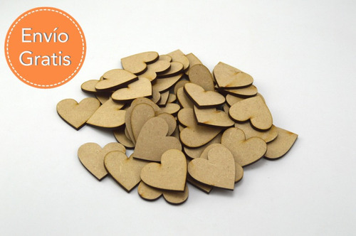 50 Corazones Scrapbook Accesorios Mdf 4cm X 4cm Art2500