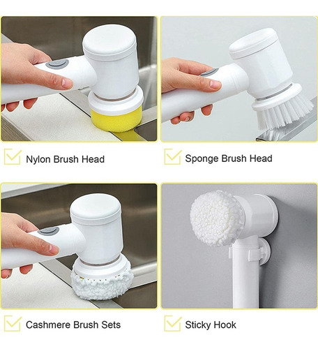 Cepillo Electrico Recargable Usb Limpieza Cocina Baño Carro