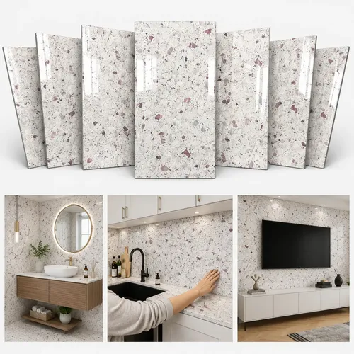 Papel  De Parede Placas Adesiva Mármore 3d Decoração Lavável Mármore Terrazzo