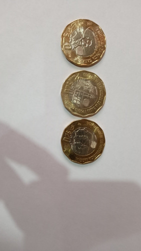 Tres Monedas De $20 Pesos Mexicanos  Colección 