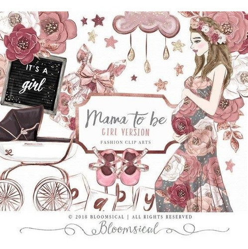 Kit Imprimible Clipart Baby Shower Mama Niña  Png 