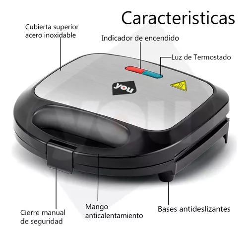 Sandwichera Eléctrica Sandwichera 750W Placa Extraíble Electrodomésticos  Cocina JShteea El nuevo