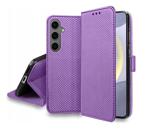 For Samsung Galaxy S24 Flip Buckle Stand Pu Wallet Card Case