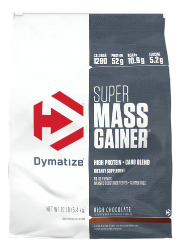 Super Mass Gainer 12 Lb Dymatize, Ganador De Masa C/vitamina Sabor Rich Chocolate
