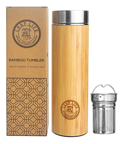 Vaso De Bambú Original Con Infusor De Té Y Colador De Leafli