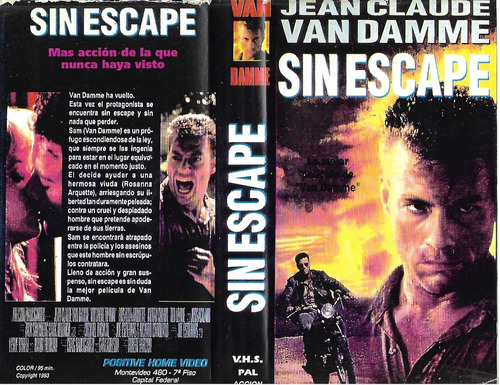 Sin Escape Vhs Jean-claude Van Damme Rosanna Arquette.