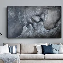 Comprar Cuadro Lienzo Pintado A Mano Abstracto 90x150 El Beso Oleo!