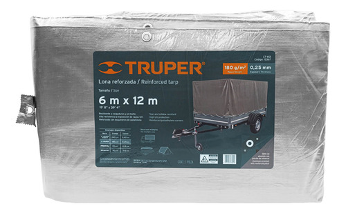 Lona Gris Reforzada 6 X 12 M Truper