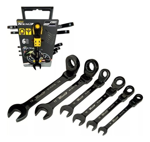 Set Llaves Stanley Stht9-91444 Combinadas Con Crique Tech3 Negro