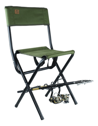 Banqueta Dobrável Pesca Brasil Pescador C/ Suporte P/ Varas Cor Verde