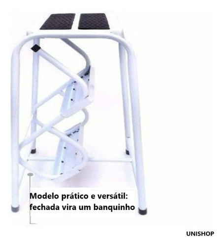 Banqueta Escada 3 Degraus Dobrável Antiderrapante Reforçada