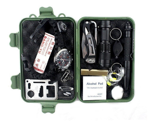 Kit Supervivencia Campal Navaja Reloj Silbato Pluma Militar