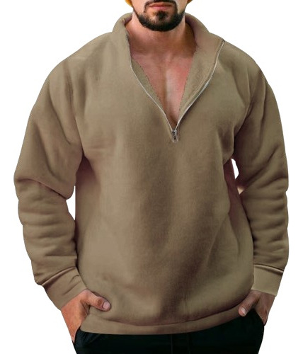 Sudadera Holgada De Tejido Polar Con Cremallera Para Hombre