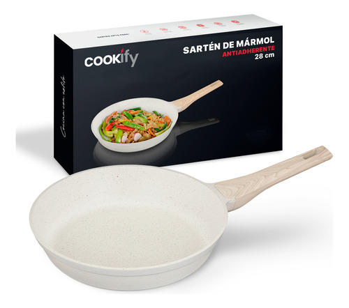 Sartén Antiadherente 28 Cm Cookify | Stone-tech Series | Libre De Pfoa, Cocina Saludable. Color Mármol Beige