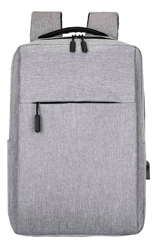 Mochila Escolar Casual Para Laptop Puerto Usb Gran Capacidad Color Gris