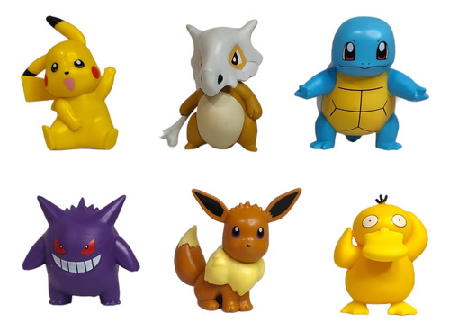  Set X6 Pokemon Pikachu Psyduck Eevee Gengar Cubone Squirtle