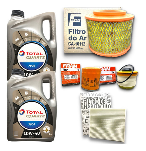 Kit 4 Filtros Fram + 8l Aceite Total 7000 Hilux Sw4 2.5 3.0