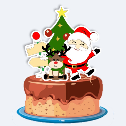Topo De Bolo Topper Feliz Natal Papai Noel Polo Norte 5239