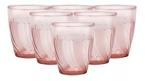 Juego 6 Vasos Vidrio Templado 25cl Beau Rivage Pink Duralex Color Azul