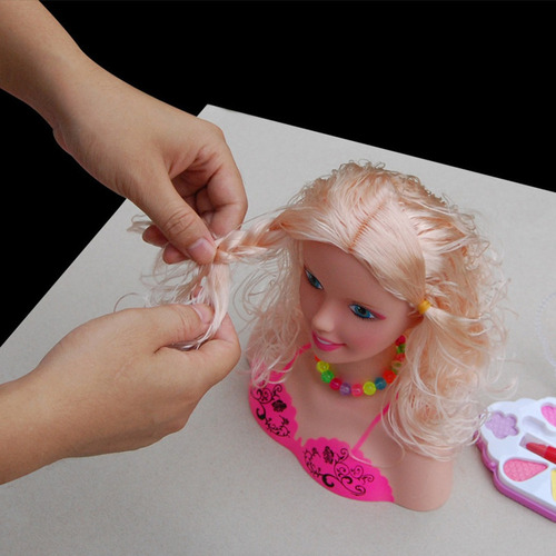 Cabeza De Muñeca Para Peinar Y Maquillar Cabello Rubio