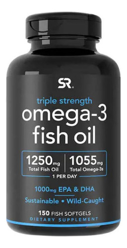 Omega 3 Fish Oil 1250mg Extra Fuerte 150cp + Epa Y Dha Sport Sabor Neutro