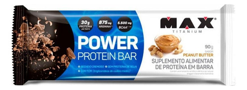 Whey Bar Power Protein Caixa 1 Unidade 90g - Max Titanium Sabor Peanut Butter