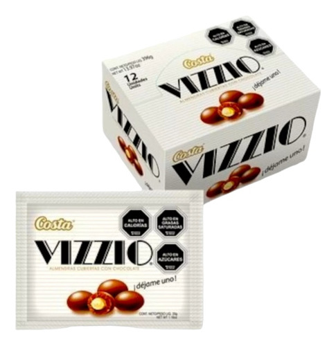 Chocolate Vizzio Con Almendras 12 Unidades 396 Gr