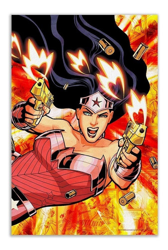 Poster 3d Wonder Woman Silver Buffalo Base Madera Dc Metalic