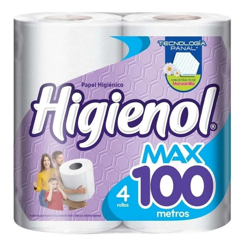Imagen 1 de 4 de Papel Higiénico Higienol Max Panal 100mts - 5 Paquetes X 4un