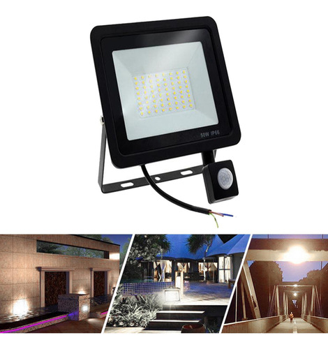 Sensor De Movimiento Del Reflector 4500lm Luz De 50w Negro